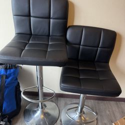 Black Faux Leather Bar Stools (Set of 2)
