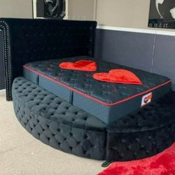 Round Shaped Queen Size Bed Frame With Storage Financing Available 