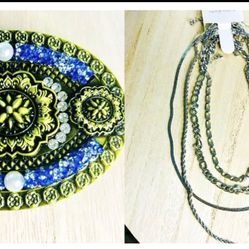 Men's Stylish set of 4 Chains and Decorative Belt Buckle