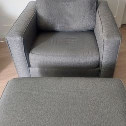 Grey Chair With Ottoman