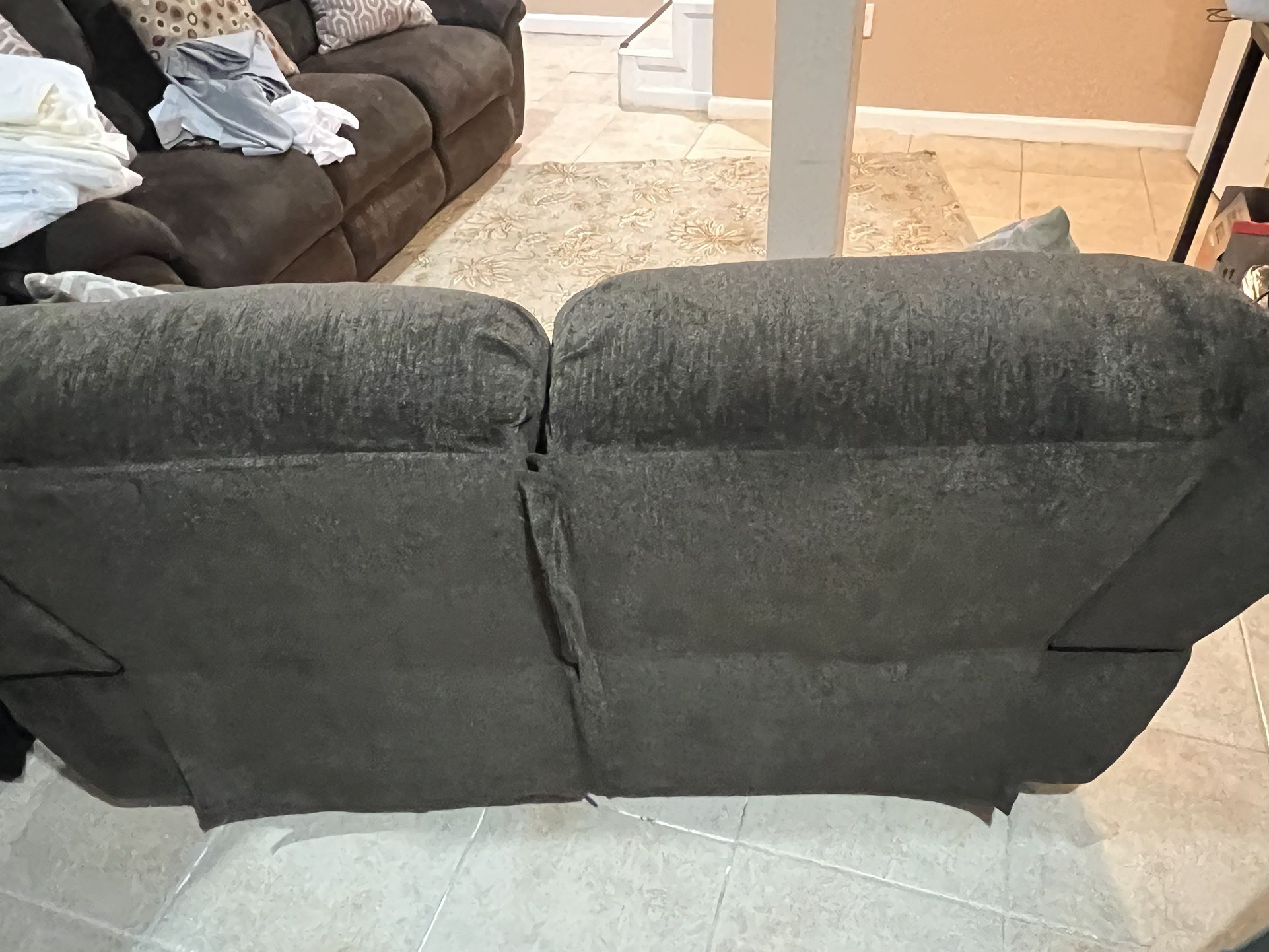 2 Brown Recliner Couches Set