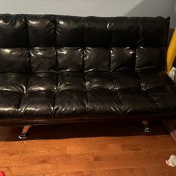 Black Leather Futon 