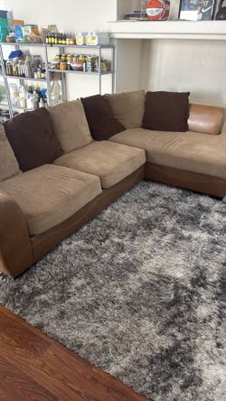 Large Brown Sectional Sofa with Chaise
