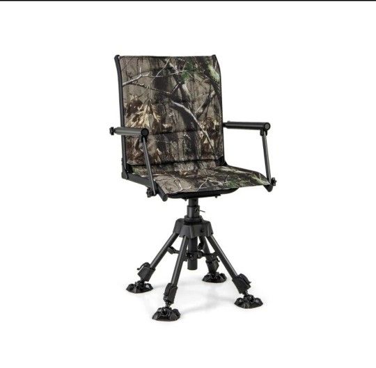 Foldable Swivel Patio Chair Camouflage Hunting Blind Chair With 4 Adiustable Lec