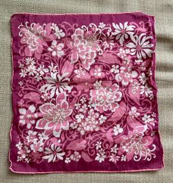 VTG pink floral handkerchief square