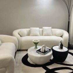 White Minimalist Sofa/Loveseat (Boucle)