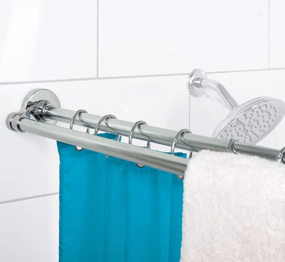 Zenna Home Rustproof Double Shower Curtain Rod, Double Shower Rod, No Drill Tension or Permanent Mount Shower Rod, Extra Space for Curtain and Liner,