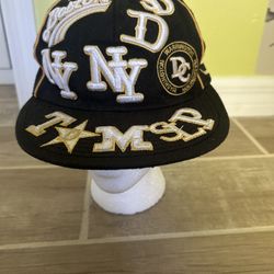 Washington DC, NY, Boston Black Baseball  New Era 59FIFTY Hat 59cm Size 7 3/