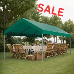 Carport 10 x 20 ft Heavy Duty Carport Car Canopy with Powder-Coated Steel Frame, Portable Garage for Car, Boat, Shelter Party Tent