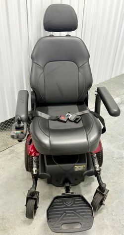 Merits Vision Sport Power Wheelchair 6-Wheel Headrest Seat Belt Red/Black