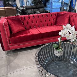 Gorgeous Sofa Set 🔥 Red Glam Velvet ❤️
