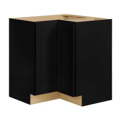 📿 $250! HAMPTON BAY Avondale 32 in. W x 32 in. D x 34.5 in. H Ready to Assemble Plywood Shaker Lazy Susan Corner Cabinet in Raven Black 📍  336 W Flo