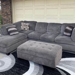 Gray Abbey 2pc 120” by 84” Modern Sectional Sofa with LAF Chaise