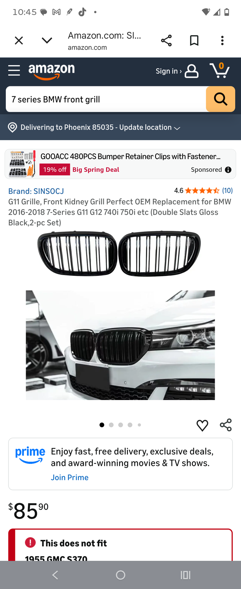 Grill replacement for BMW 7 series