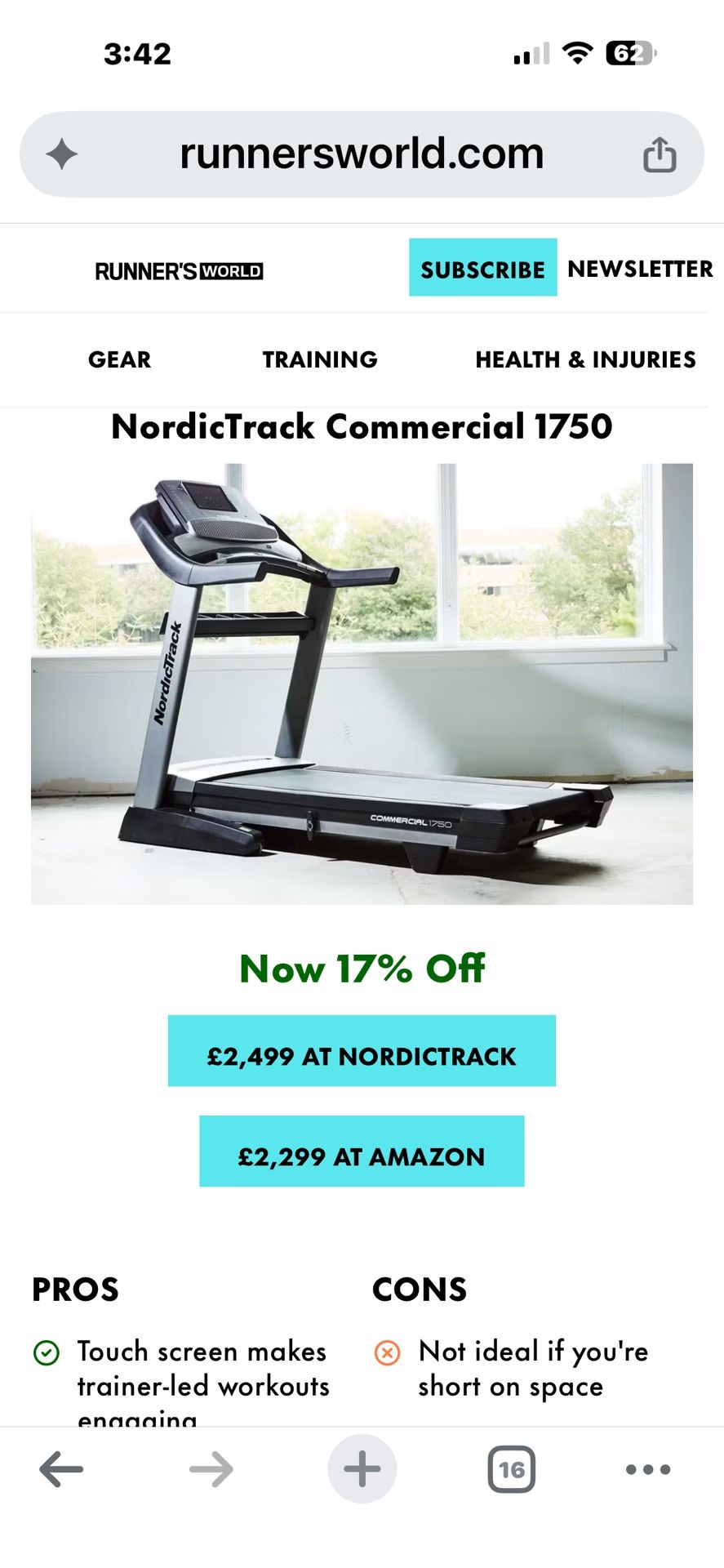 Nordictrack Treadmill Commercial 1750