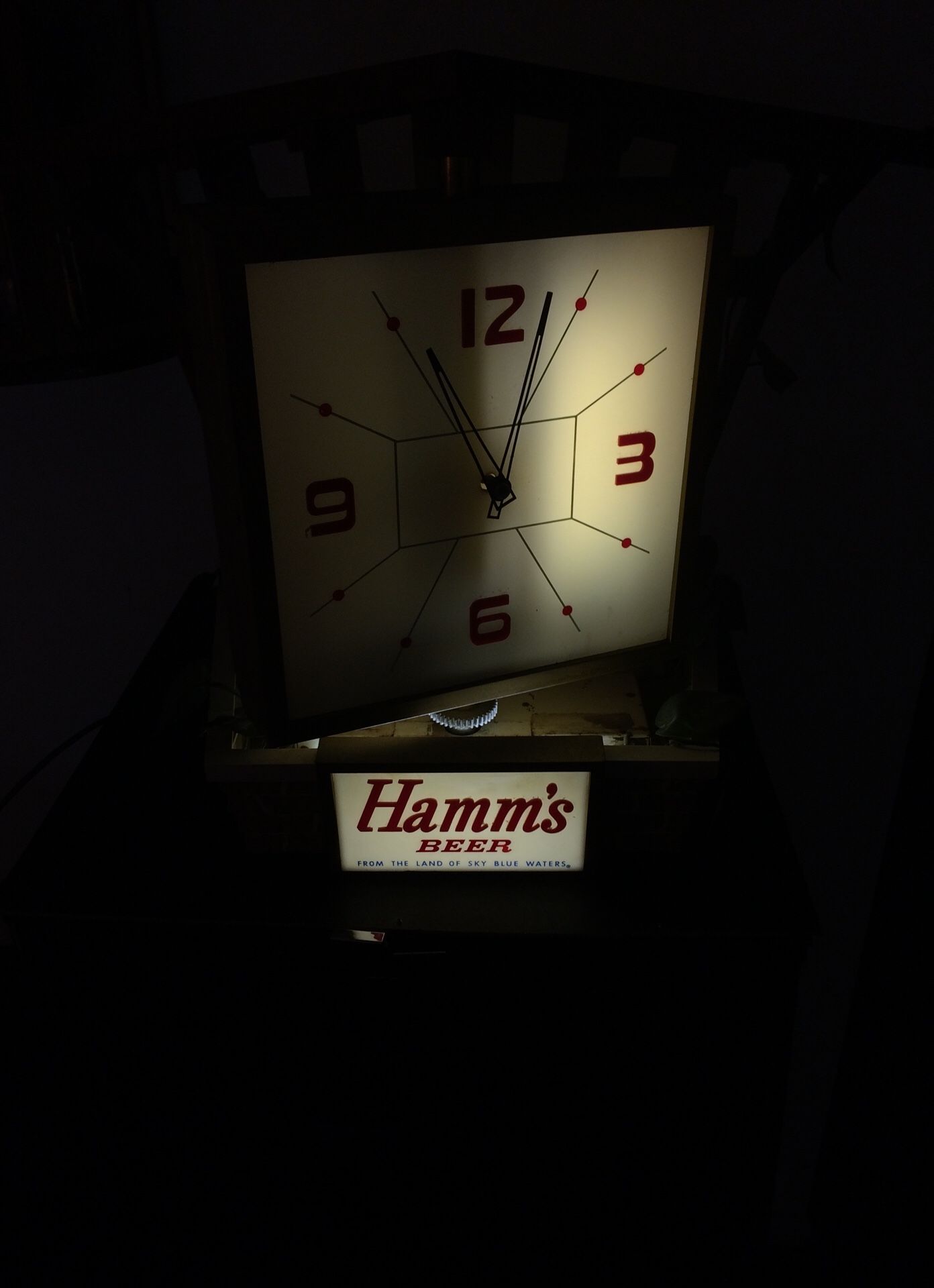 Vintage hamms beer rotating clock