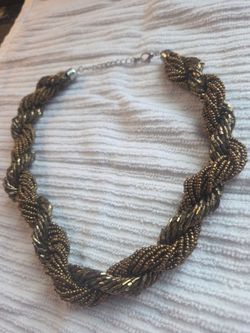 Gold Braided Beaded Statement Necklace