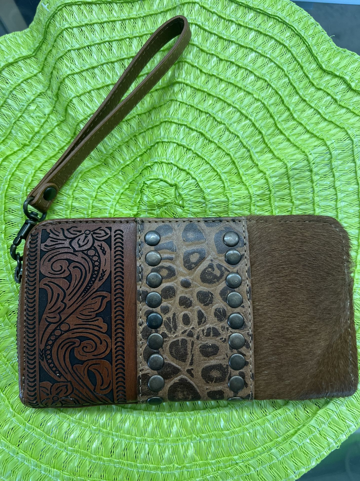 Leather Tri Fold Large Wristlet