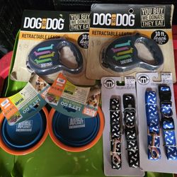 Brand New Dog Leashes, Collar, And Water Bowl 