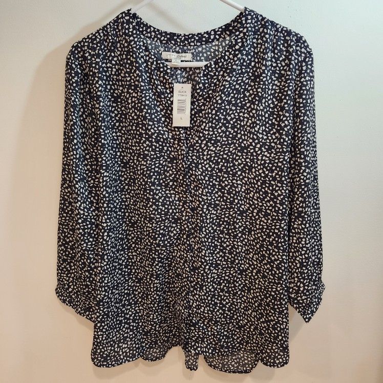 Jach's Girlfriend New York Women's M Printed 3/4 Sleeve Blouse