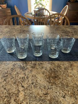 (Rare Set of 8) 12oz. Flat Tumblers Woven Traditions by LONGABERGER GLASS