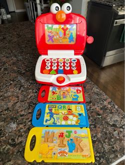 VINTAGE ELMO SESAME STREET LEARNING LAPTOP COMPUTER ELMO LAPTOP COMPLETE SET