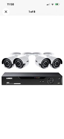 LOREX 4K  HD 8 CHANNEL SECURITY SYSTEM W/ 2 TB DVR 4 Bullet Cameras  Supplied