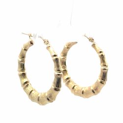 Woman’s Ladies 10k Yellow Gold 1.5” Inch Bamboo Hoop Earrings GP3120621