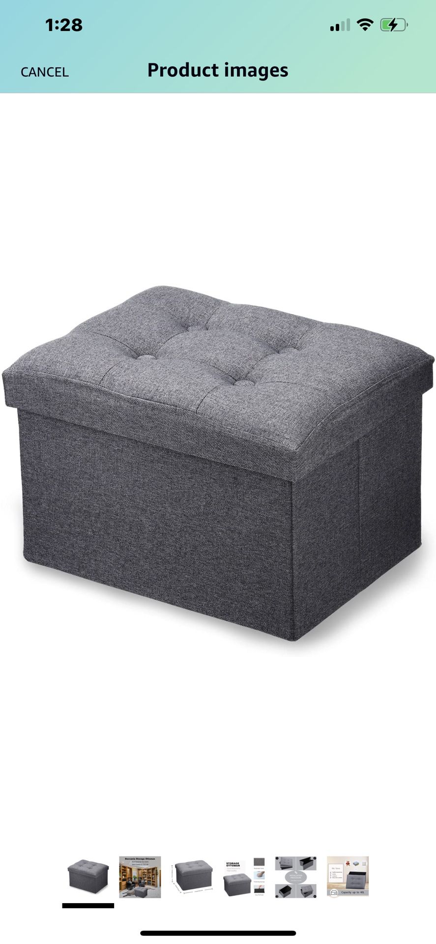 Small Storage Ottoman Foot Rest Stool Short Ottoman Foot Stools Foldable Footrest Linen Fabric Folding Storage Thicker Foam Rectangle Collapsible Benc