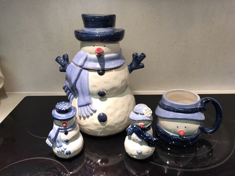 Blue Snowman 4 Piece Set