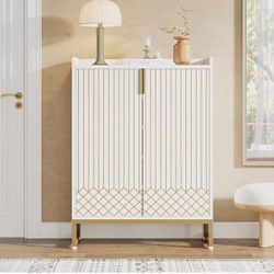  New assembled 5-Tier Shoe Cabinet with Doors, White Wooden Shoe Storage for 25 Pairs, Space-Saving Rack Organizer for Entryway, Living Room, Hallway