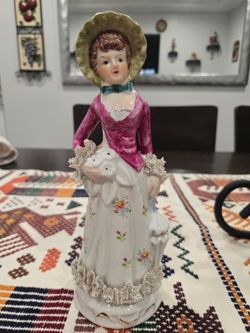Lady Figurine with Porcelain Lace Trim