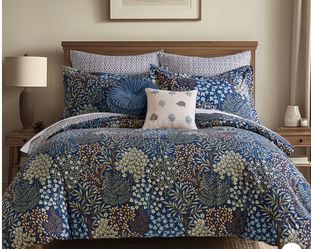 3pc set English Forest Navy King/Cal King Quilt Set -