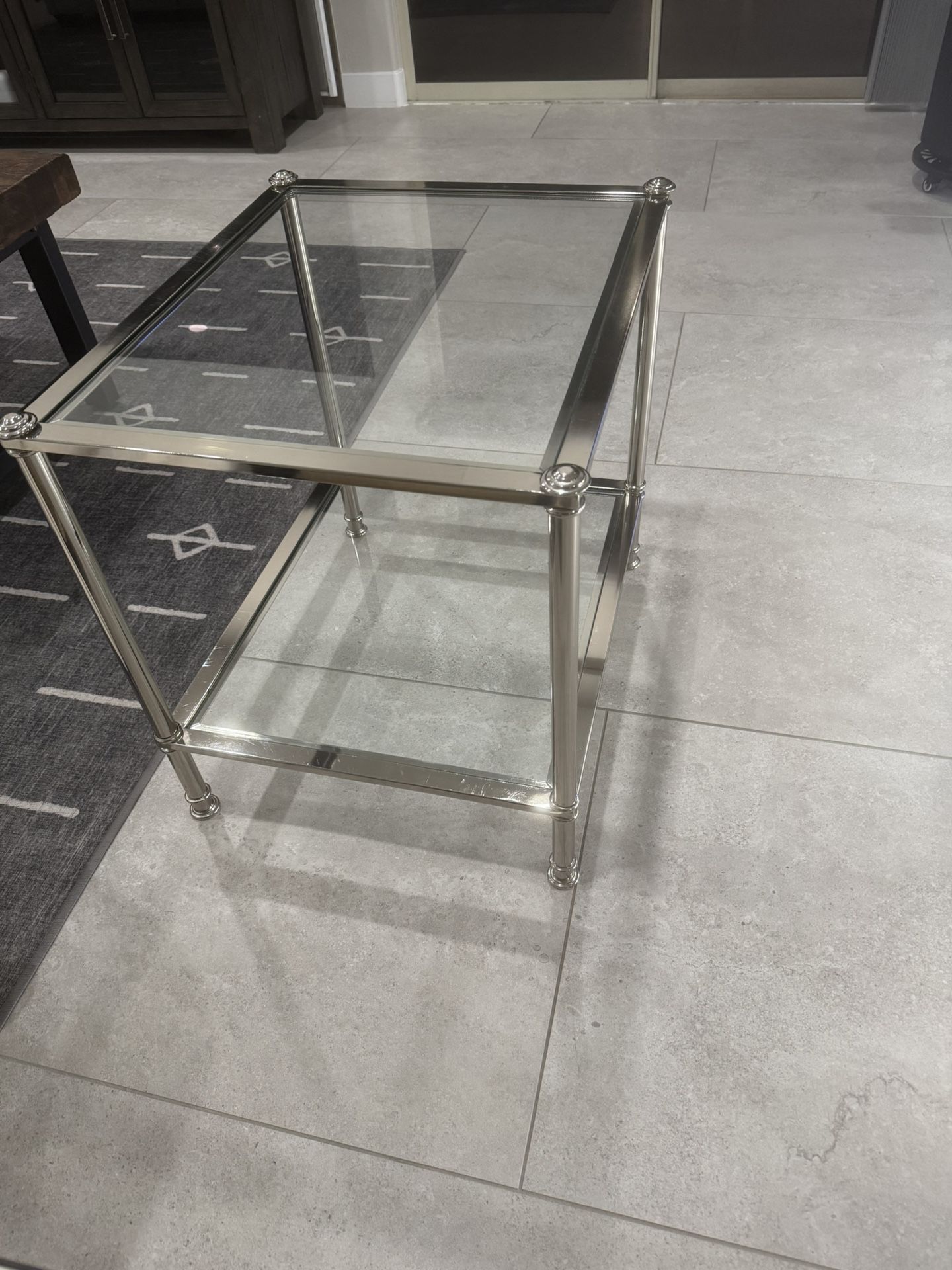 Silver Metal & Glass side table/end table. 