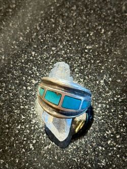 Vintage Native American Silver/Turquoise Band SZ8-8.5