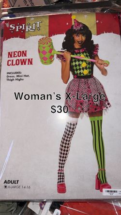 Spirit Neon Clown Halloween Costume Women's XL