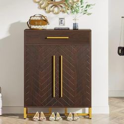 Assembled Shoe Cabinet with Doors, 20 Pairs Shoe Storage Cabinet with Drawer for Entryway, Modern Shoe Rack Organizer with Adjustable Shelves for Hall