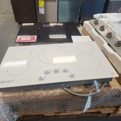 Ge 36 Inch Electric Cooktop White 