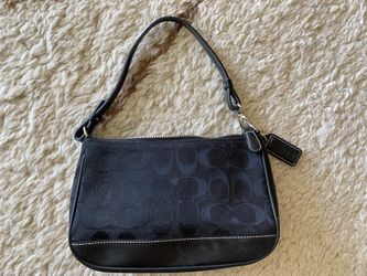 Coach Signature Accessory Pouch Shoulder Bag Canvas/leather- Black