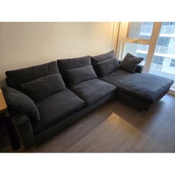 West Elm Harmony Sectional (Navy Velour)