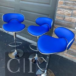 New 3 Blue Bar Stools 