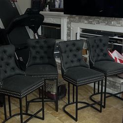  4. Black Leather Barstools 