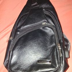 Black Faux Leather Shoulder Bag 