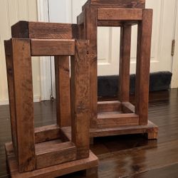 Wooden Candle Holders - Set Of 2 