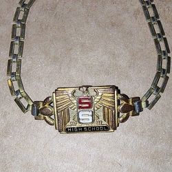 Vintage Gold Tone High School Letters "S S" Bracelet