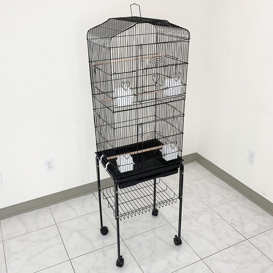 (NEW) $55 Small to Medium Bird Cage 60” Tall Parrot Parakeet Cockatiel Bird Cage 18x14x60” Rolling Stand