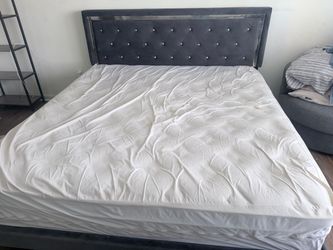 King Bed Frame with Upholstered Headboard