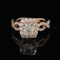 1.19-CTW- Cushion Cut Rose Gold Halo Engagement-Ring