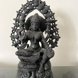 Dark Bronze  Painted  Metal Antique Buddha Hindu Goddess Statue 