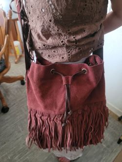 Vintage reddish/brown suede Fringe Shoulder Bag